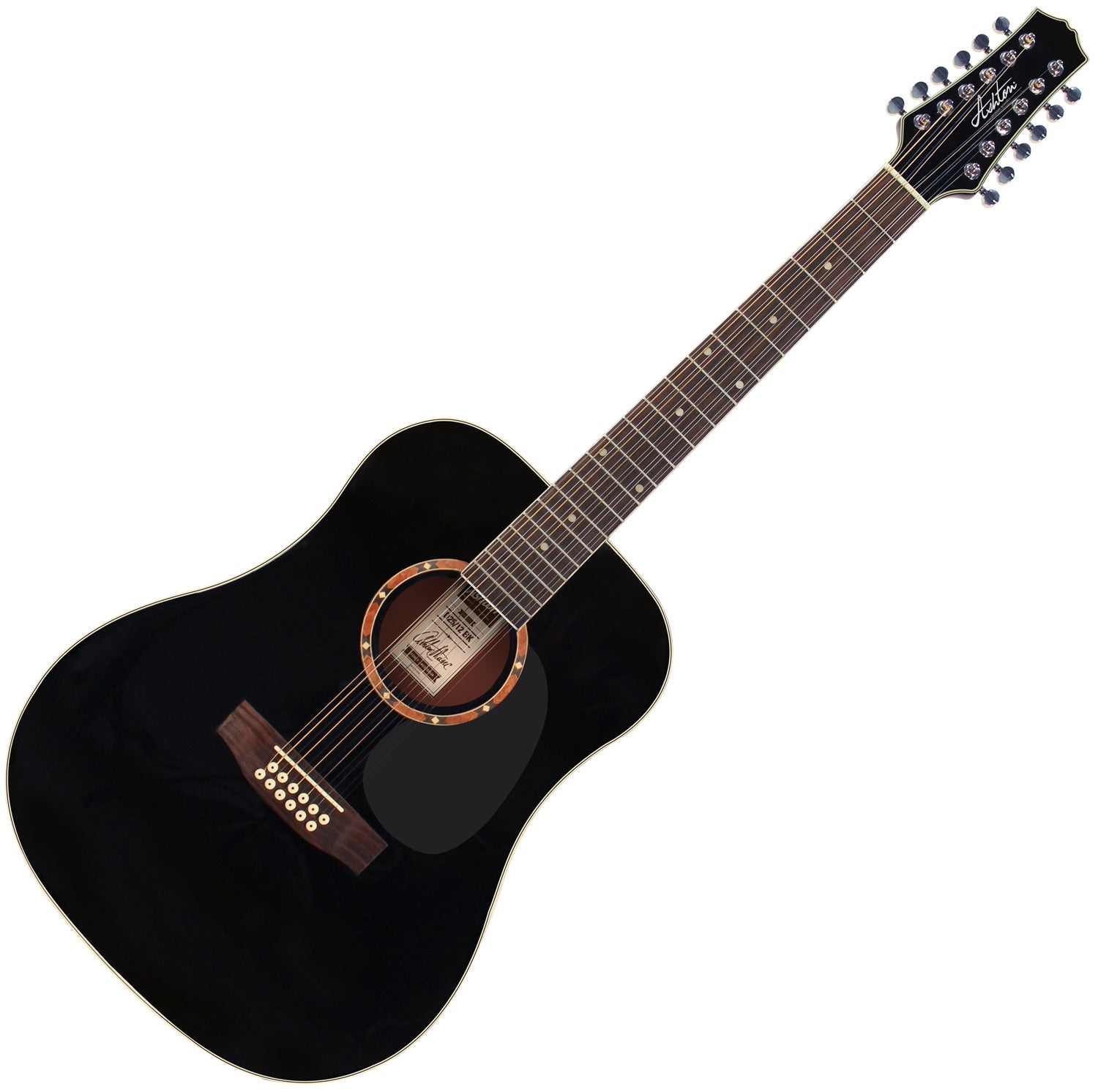 Ashton D2512 Bk 12 String Acoustic Guitar Black Music Works