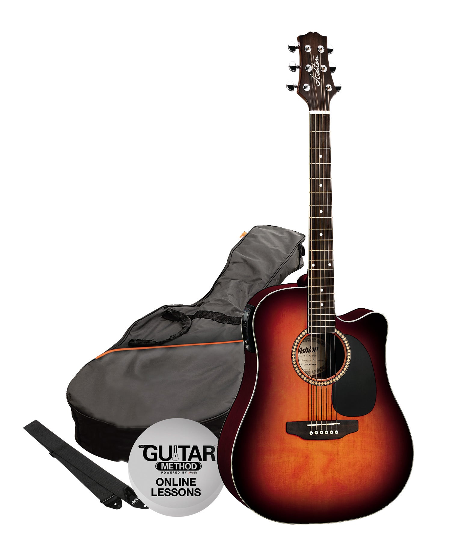 Ashton Spd25ceq Tsb Electric Acoustic Guitar Pack, Tobacco