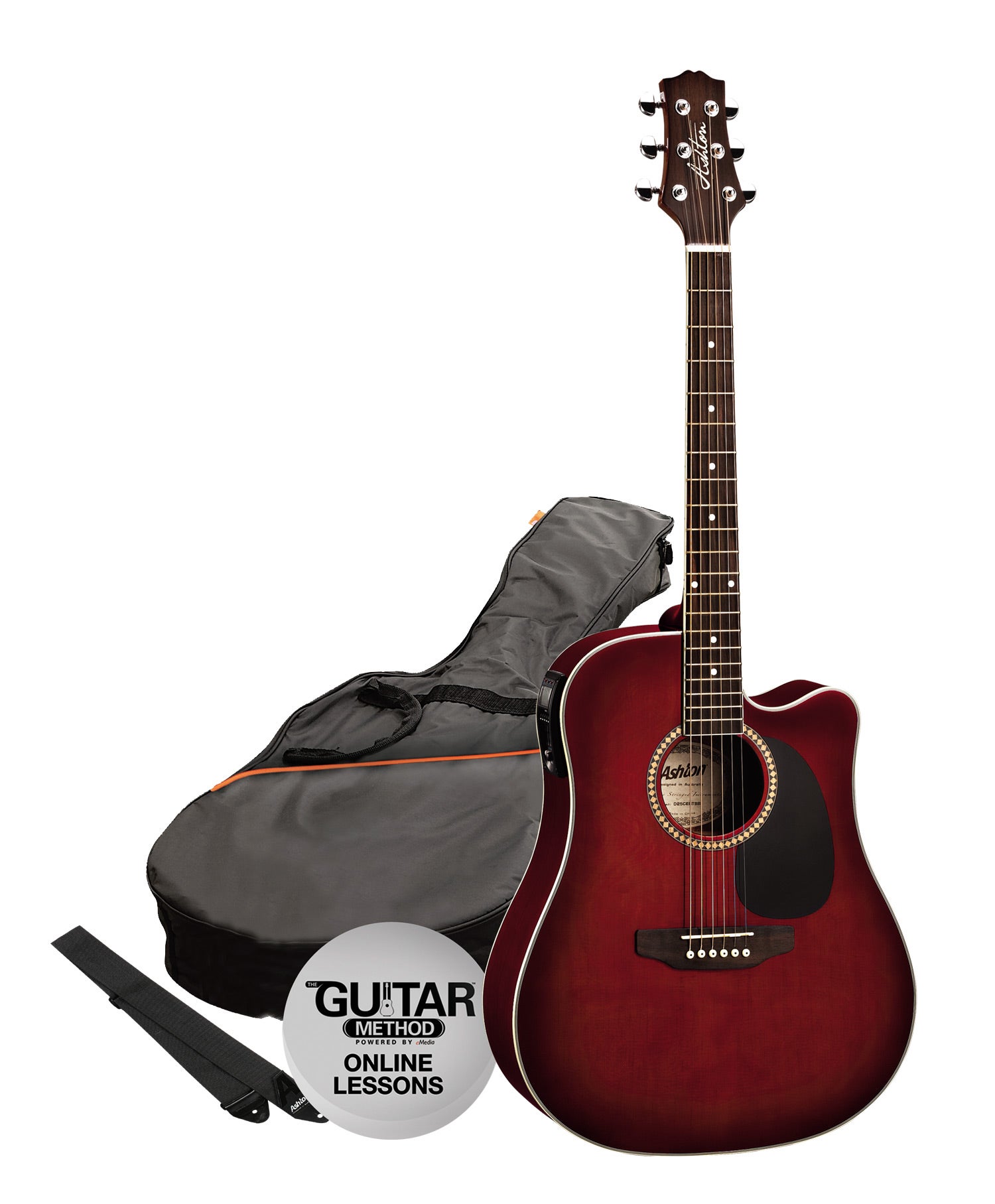 Ashton Spd25ceq Wrs Electric Acoustic Guitar Pack, Wine Red 