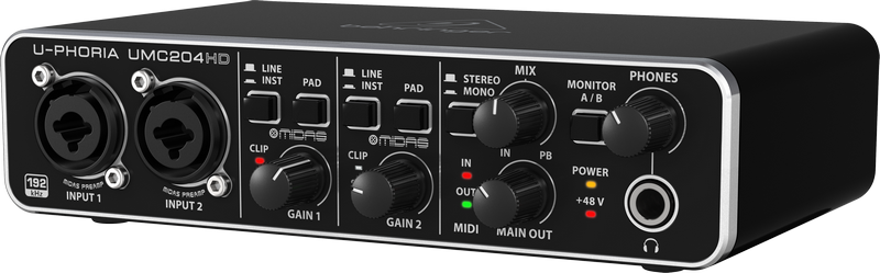 Behringer U-phoria Umc204hd Usb Audio Interface 2 In 4 Out 24 Bit 