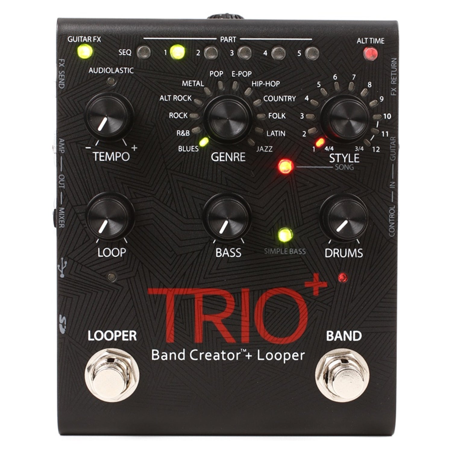 Digitech Trioplus Guitar Effects Pedal Trio Band Creator Plus Looper 