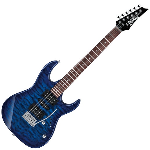 Guitare électrique Ibanez GRX70QALTBB Transparent Blauw Gaucher