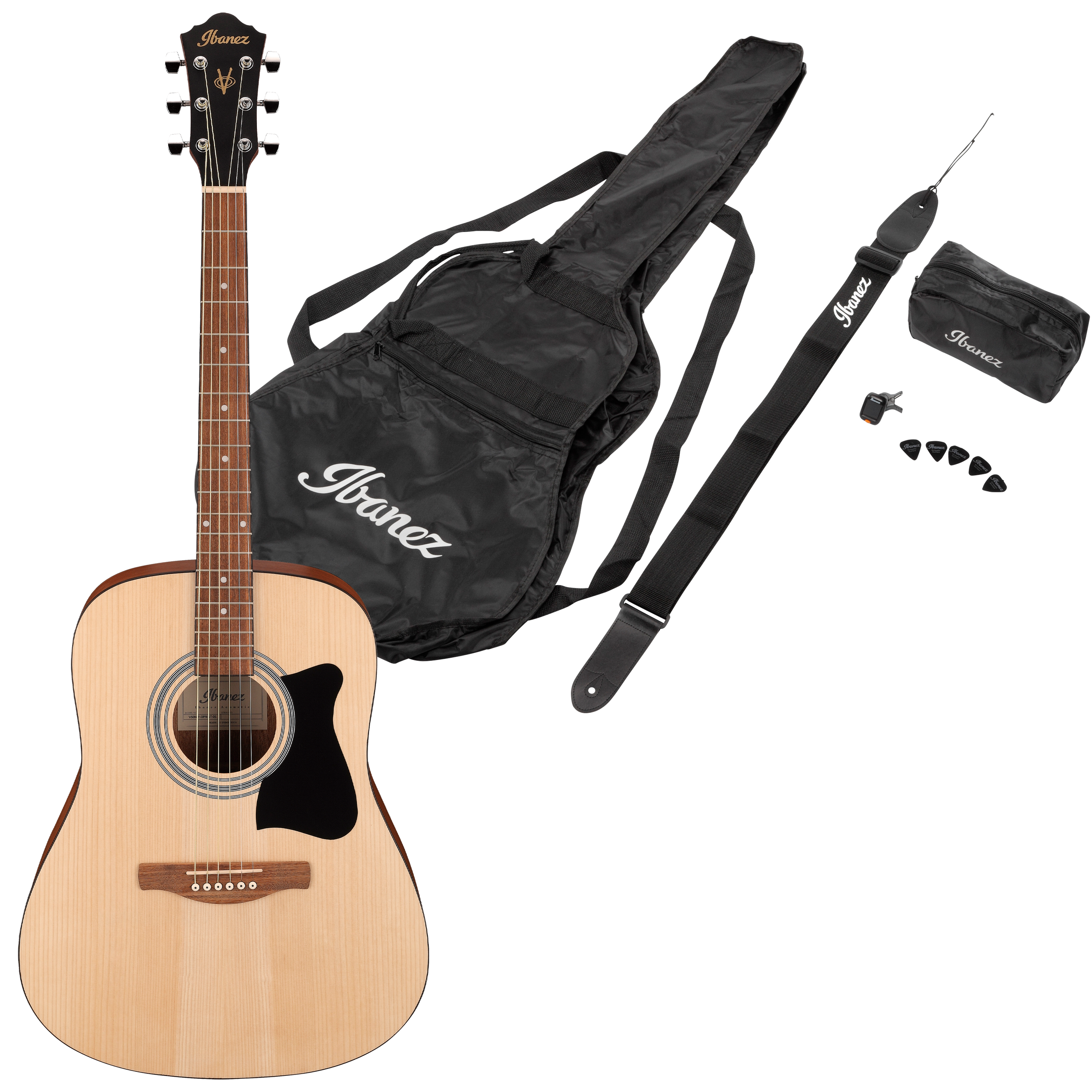 Ibanez V50njp Acoustic Guitar Jam Pack - Open Pore Natural