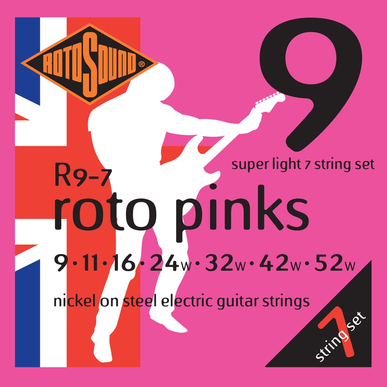 Rotosound R97 Roto Pinks 7 string Electric Guitar Strings 9 52