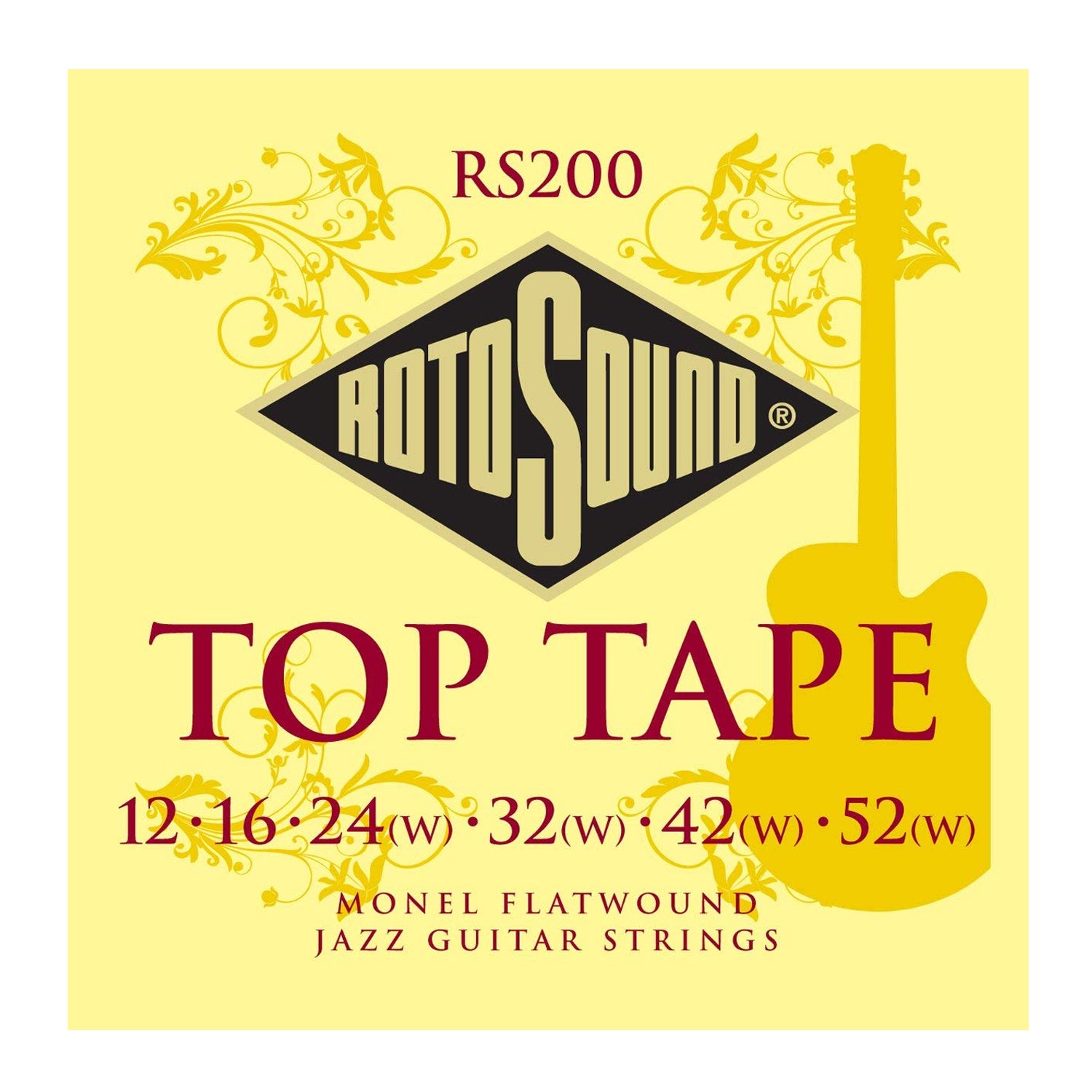 Rotosound Rs200 Top Tape Flatwound Electric Guitar Strings 12 52