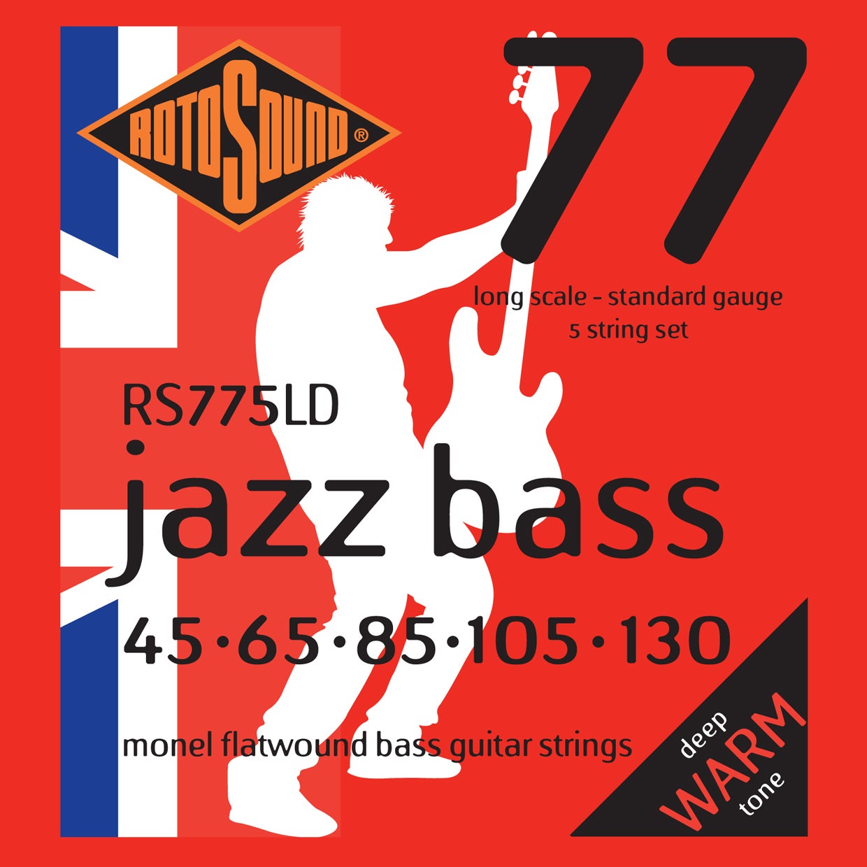 Rotosound Rs775ld Flatwound 5 string Bass Guitar Strings 45 130