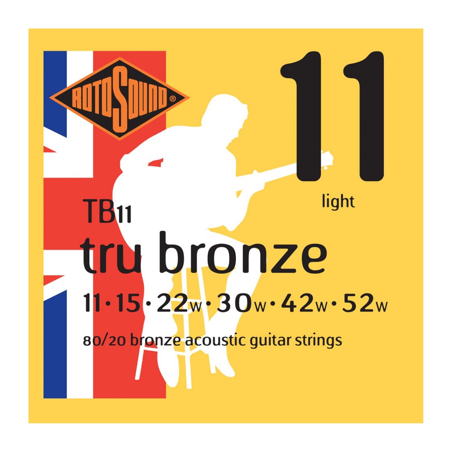 Rotosound Tb11 Tru Bronze Acoustic Guitar String Set 11 52 80 20