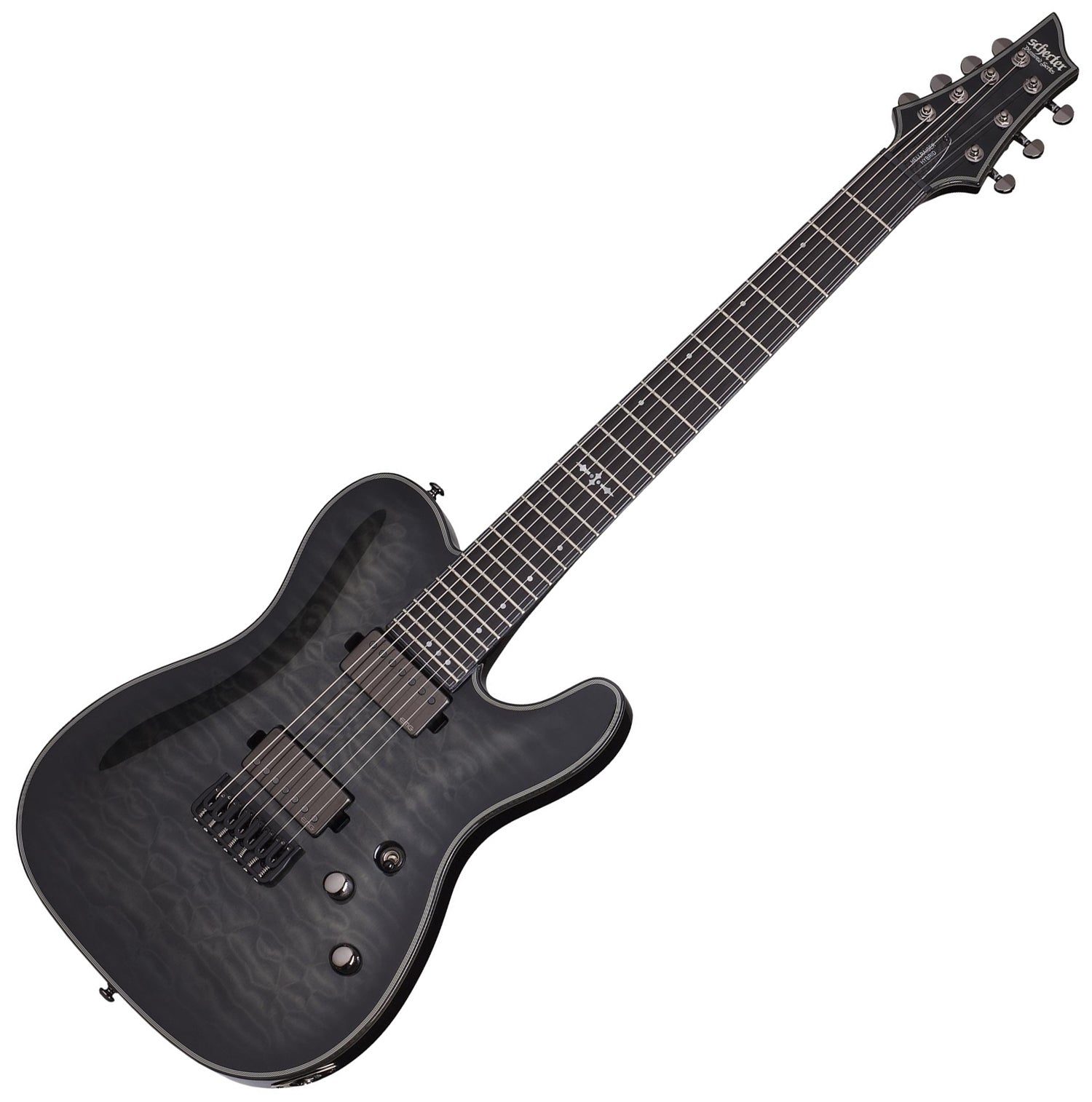 Schecter Hellraiser Hybrid Pt7 7 String Electric Guitar Ebony Hh Trans  Black Burst 1935 | Music Works